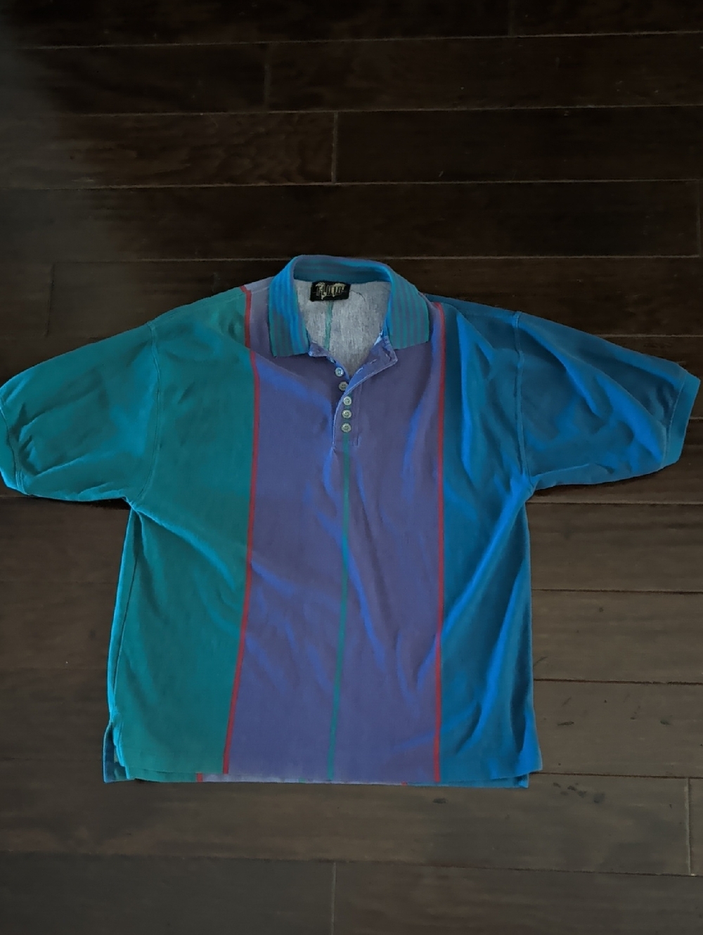 Vintage Fluid Color Block Distressed Polo